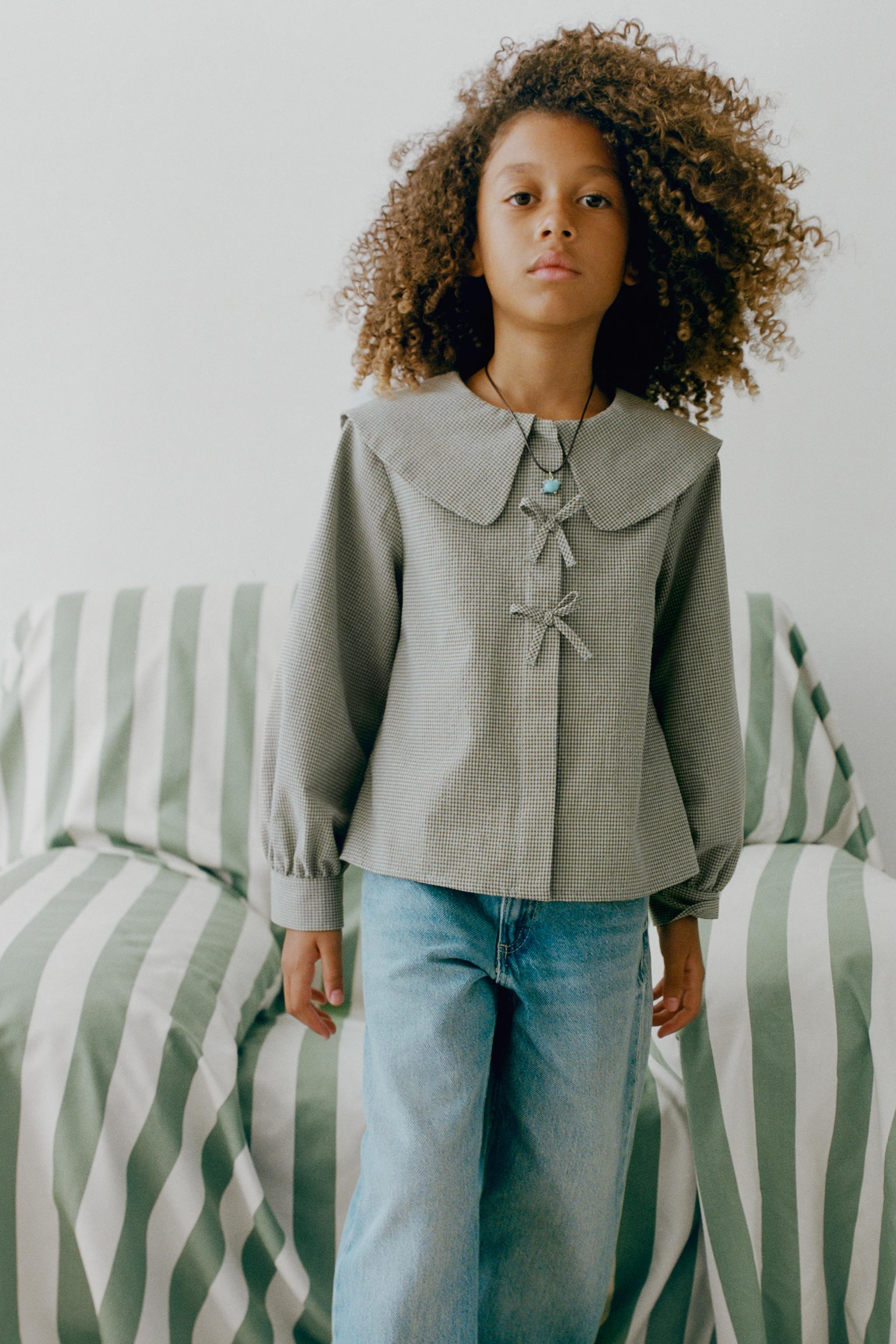 GINGHAM SHIRT WITH PETER PAN COLLAR - Sea green | ZARA United Kingdom