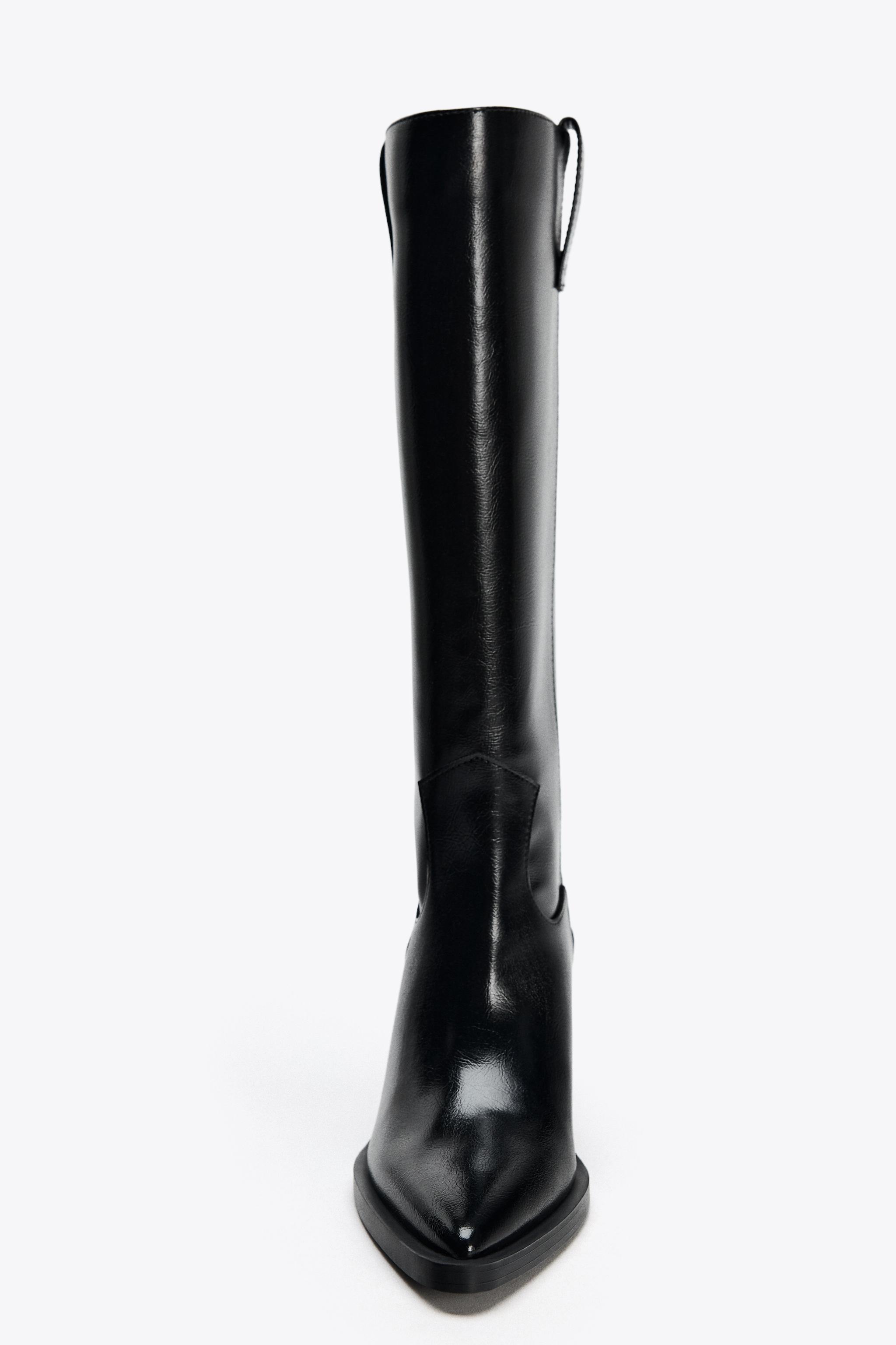 ZARA ポインテッドトゥ ラスティックブーツ ポインテッドトゥ ラスティックブーツ - ブラック | ZARA Japan