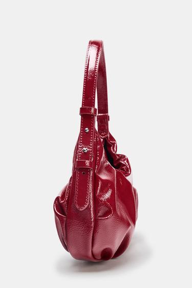CRACKLED EFFECT GATHERED BAG - Red by Zara - Image 4
