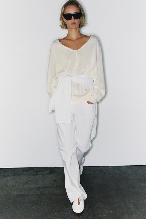 V-NECK KNIT JUMPER - Ecru de Zara - Imagen 0