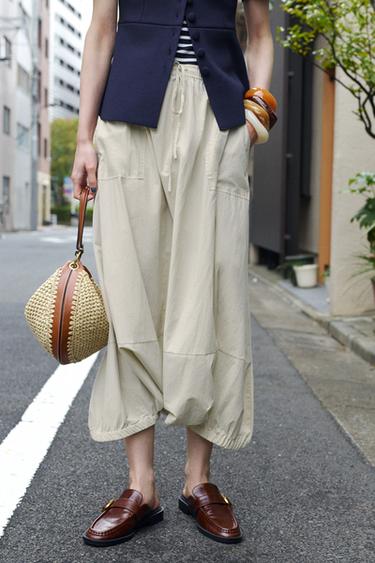 NYLON SAROUEL TROUSERS - Light sand by Zara