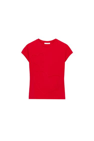 PLAYERA CORAZONES MANGA CORTA - Rojo de Zara