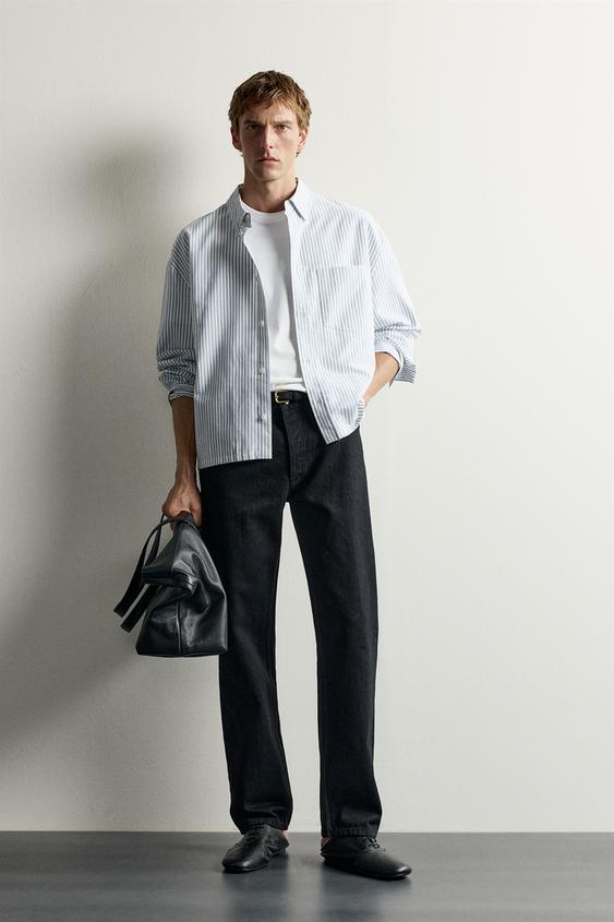 STRIPED BOXY FIT SHIRT - Blue by Zara - Image 0