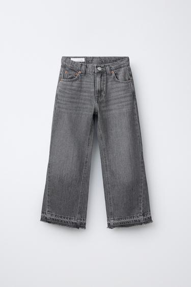 FLARE JEANS WITH FRAYED HEMS - Grey by Zara