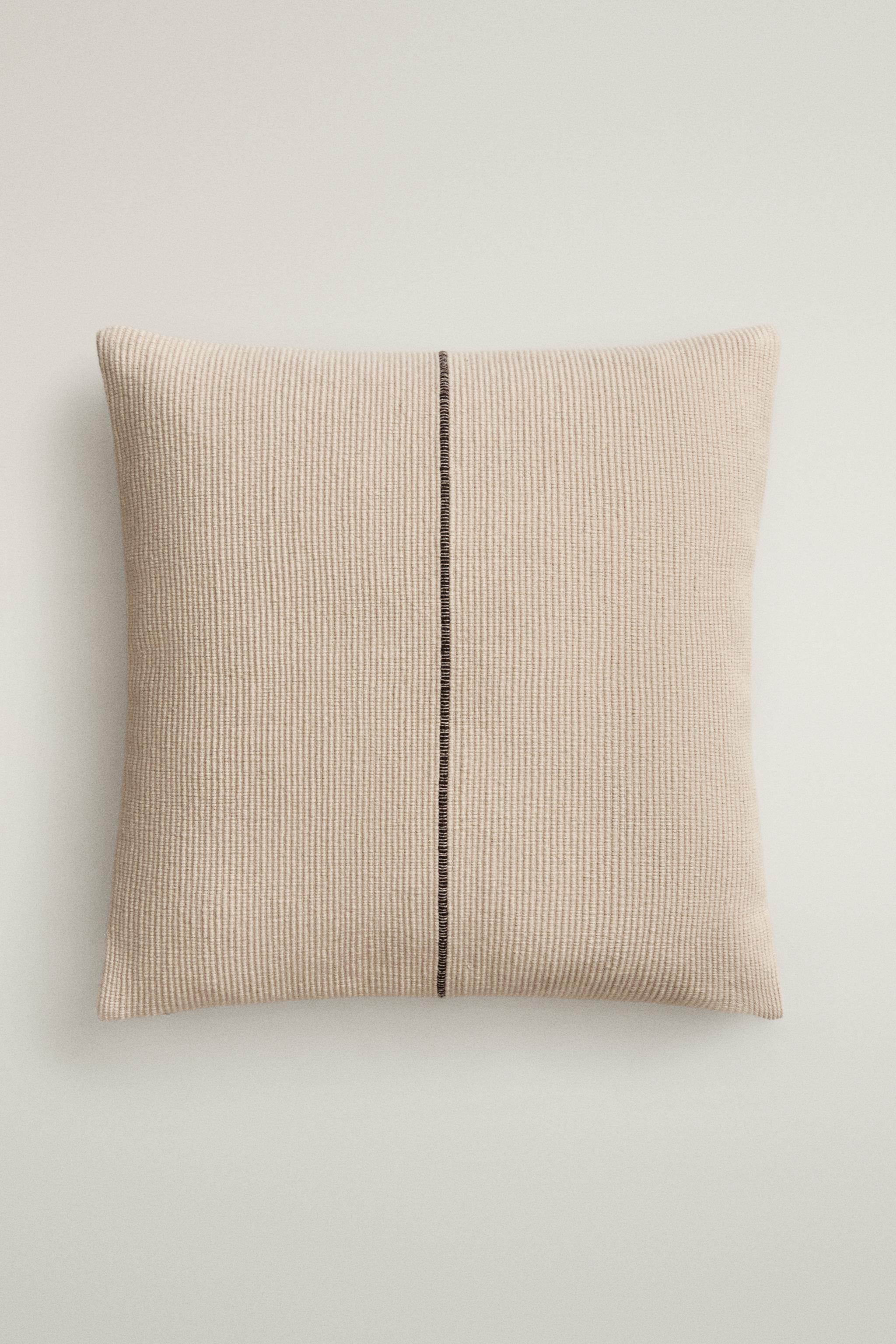 LINE THROW PILLOW COVER — Brown