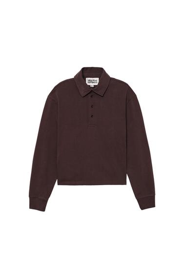 CROPPED FIT COTTON POLO SHIRT - Brown by Zara