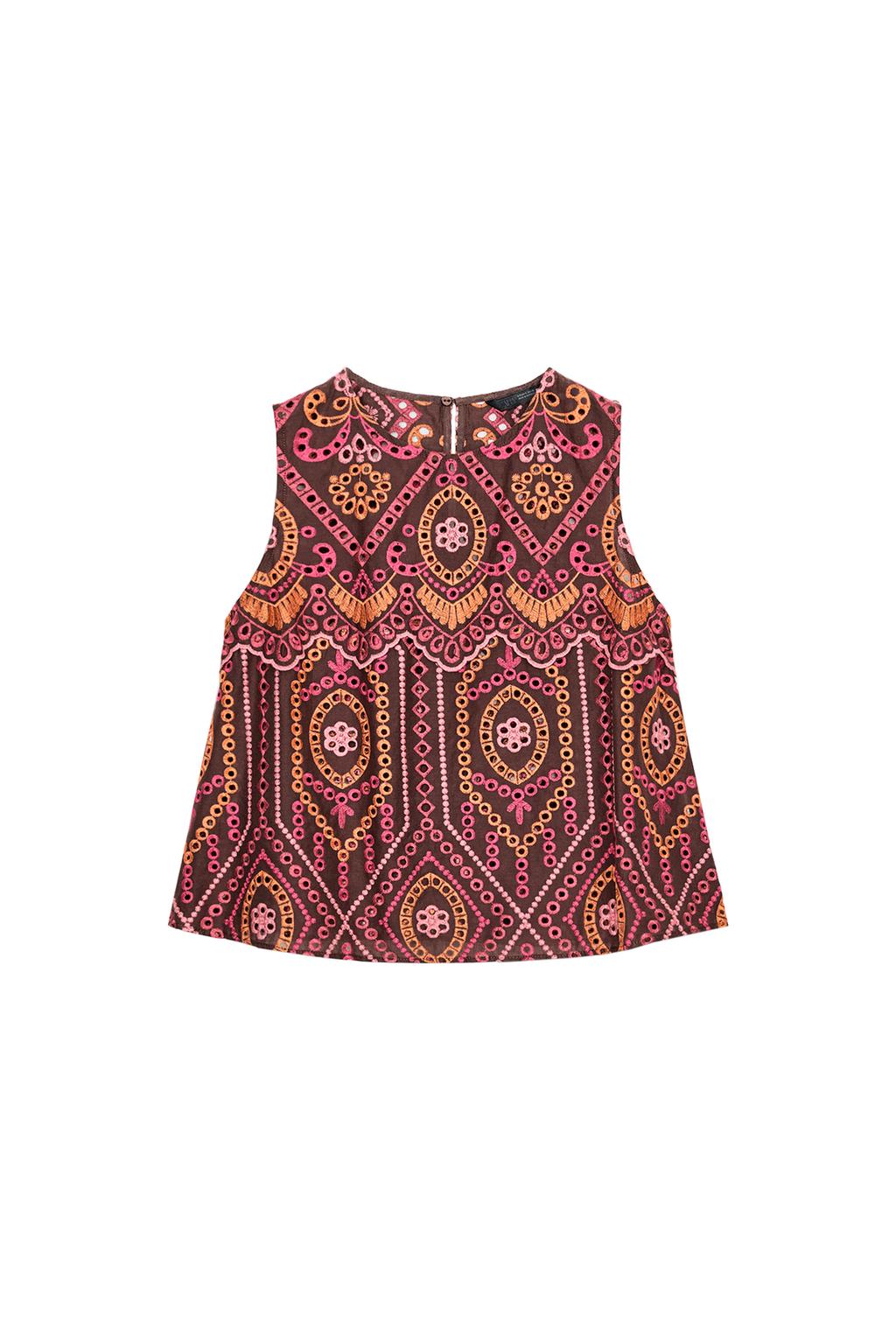 EMBROIDERED EYELET TOP - image 3