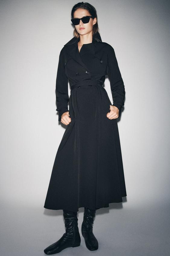 ROBE MI-LONGUE TRENCH ZW COLLECTION - Noir | ZARA Canada