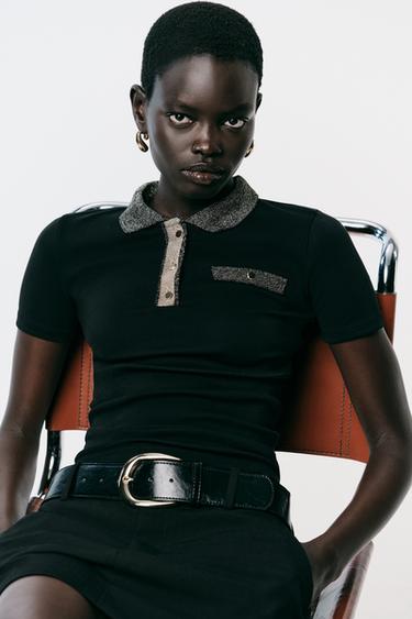 T-SHIRT FIL MÉTALLISÉ - Noir de Zara - Image 4