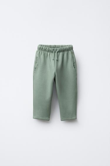 بنطلون قطيفة بجيوب وطبعة - أخضر لامع الخاص بـ Zara