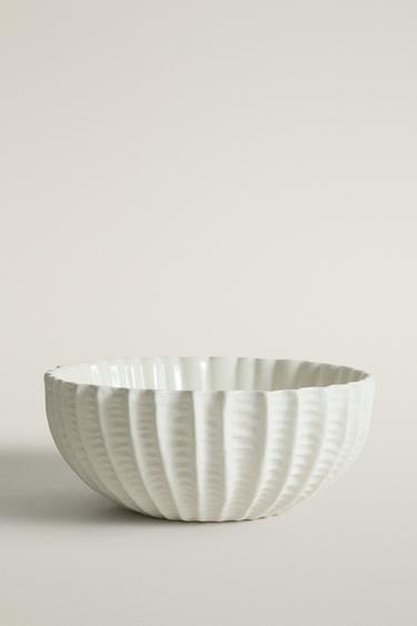 Zara STONEWARE SALAD BOWL WITH RELIEF - White - Image 0