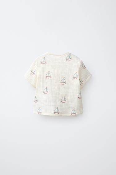 CHEMISE TEXTURÉE BATEAUX - Écru de Zara - Image 1