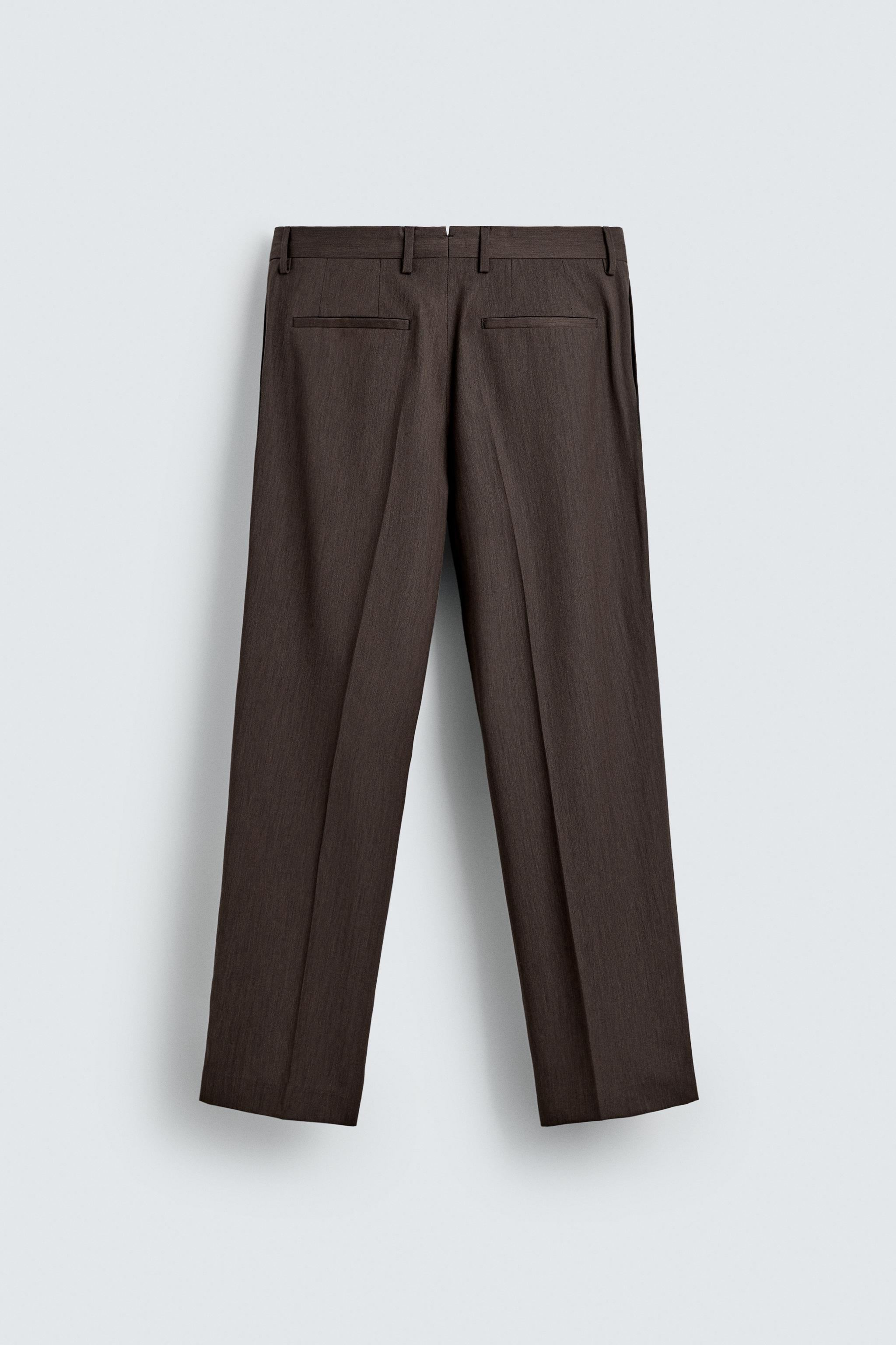 REGULAR FIT HERRINGBONE SUIT PANTS