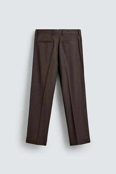 REGULAR FIT HERRINGBONE SUIT TROUSERS - Brown by Zara - Image 5