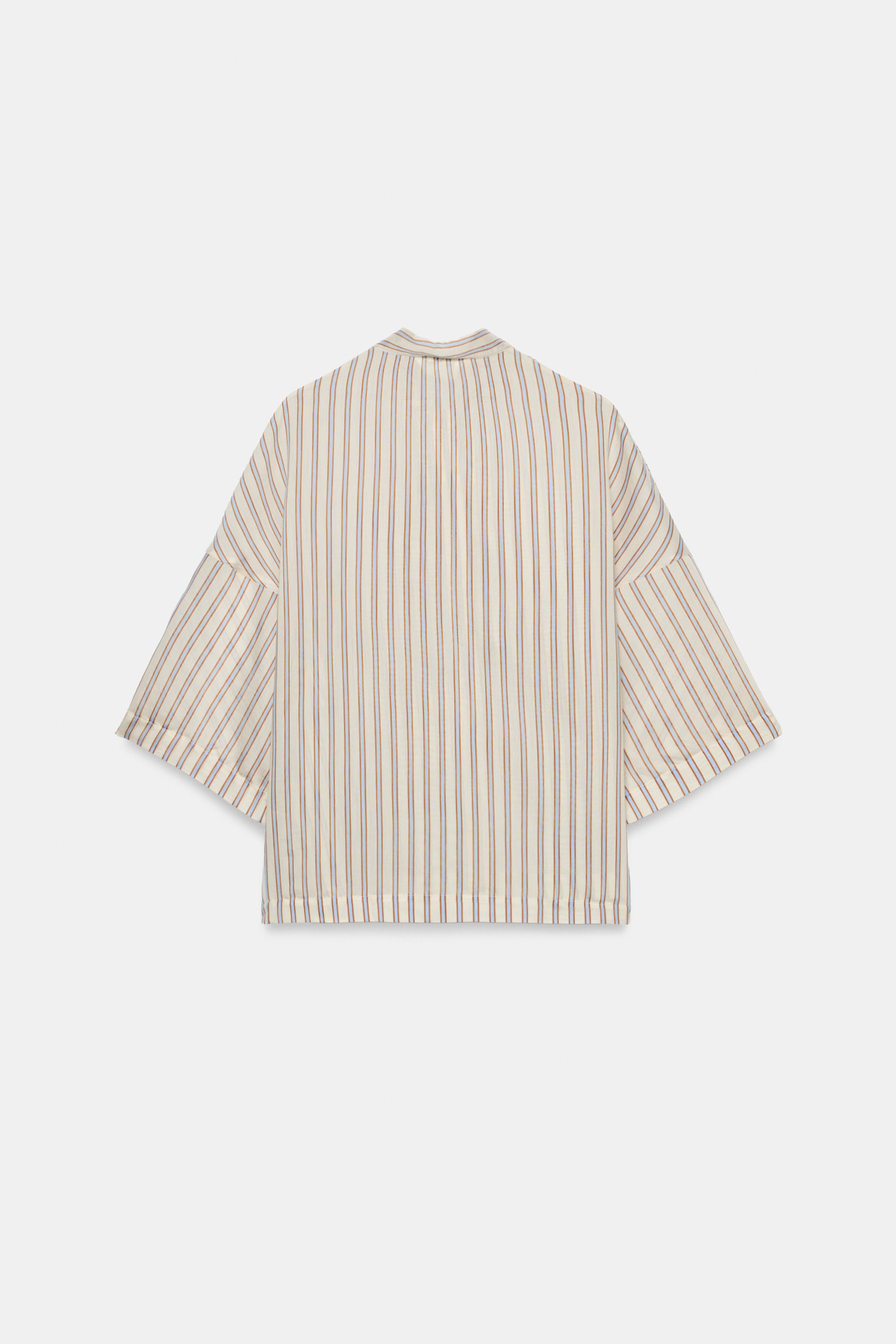 ZW COLLECTION ストライプ柄シャツ - サンド/ブルー | ZARA Japan / 日本
