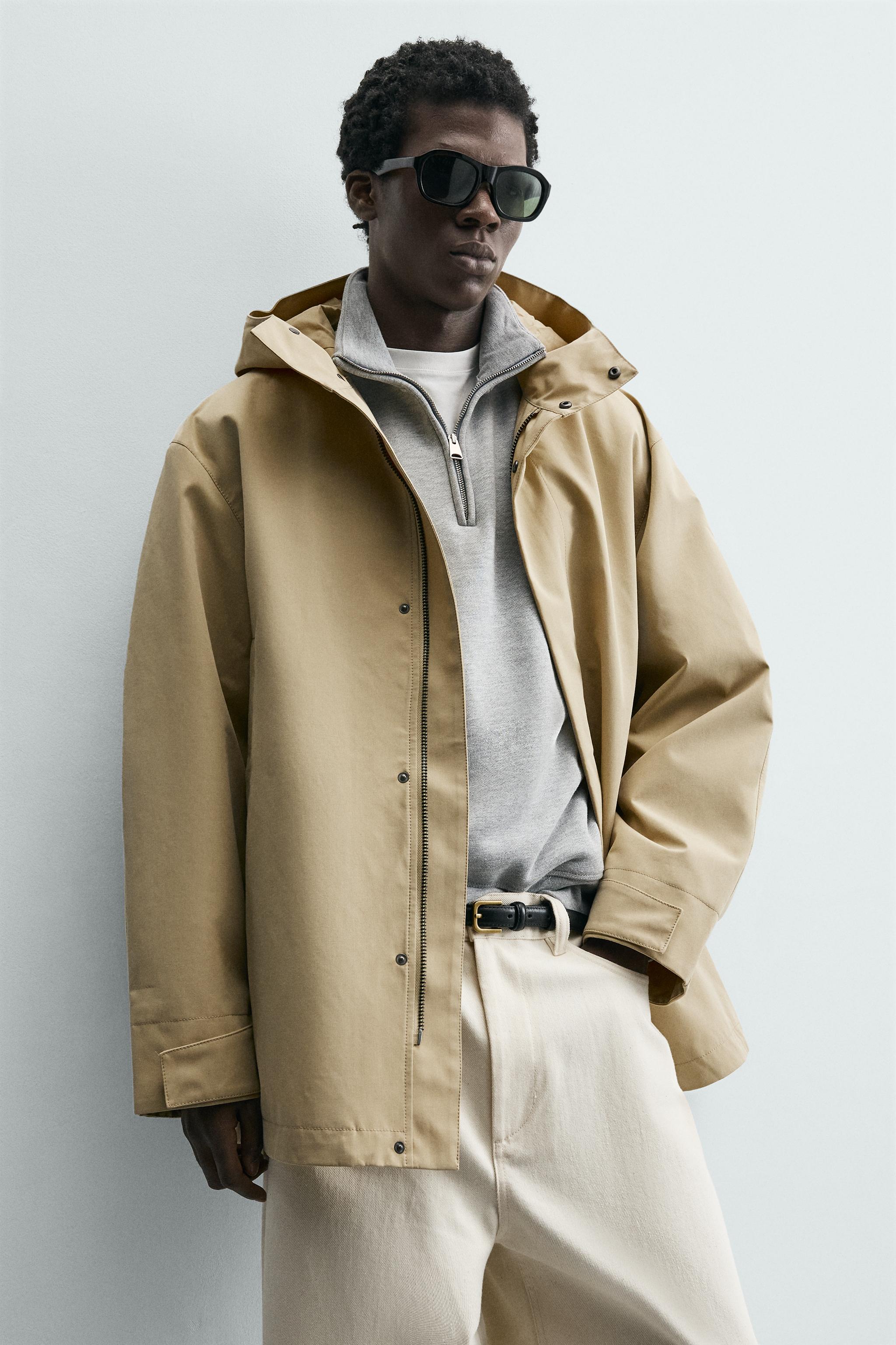 HOODED TECHNICAL TRENCH COAT - Beige | ZARA South Africa