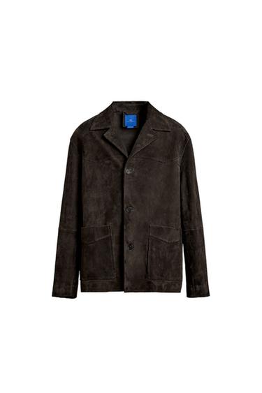 سترة قميصية من جلد الشامواه AARON LEVINE X ZARA - بني داكن by Zara