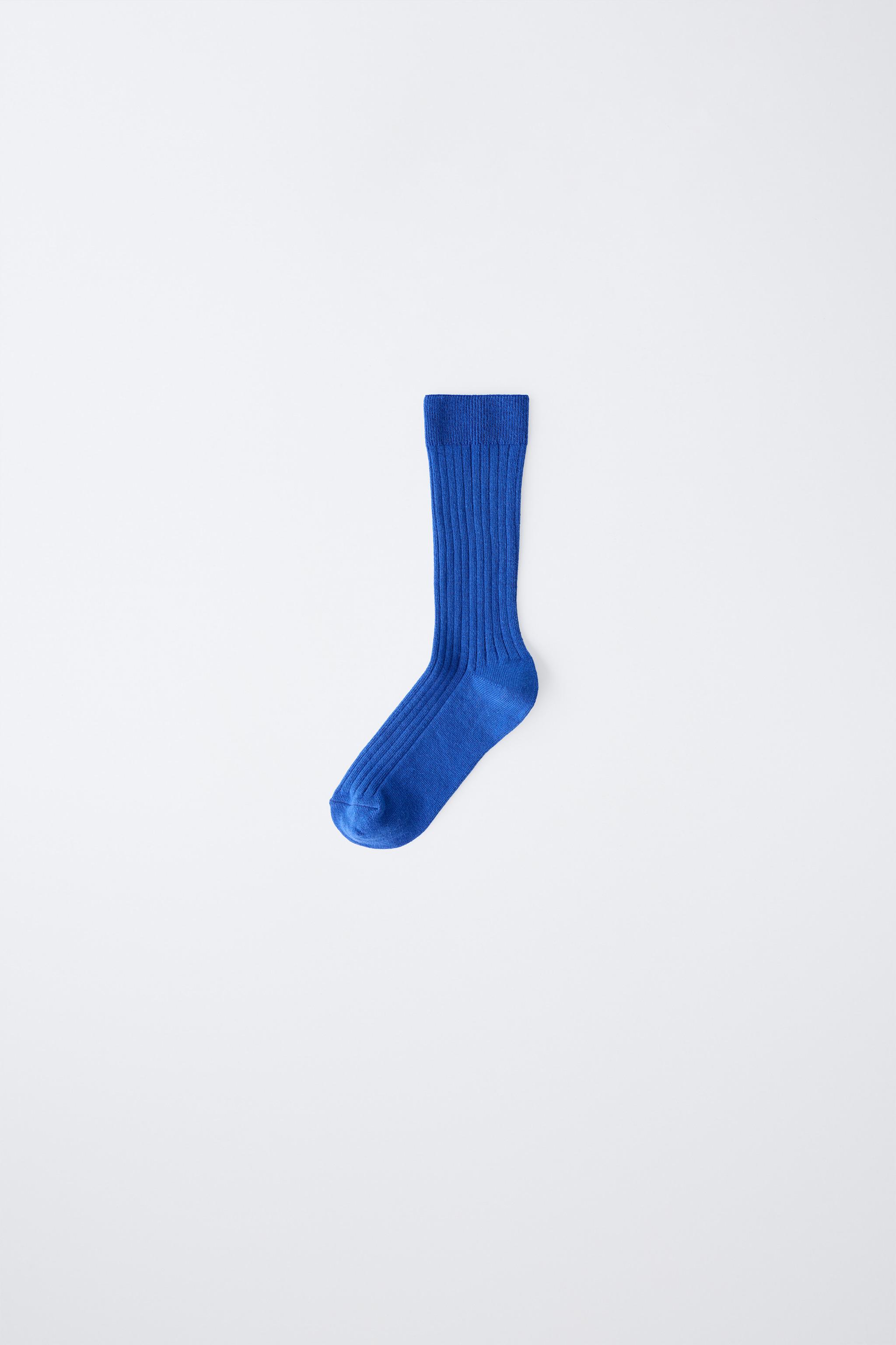 MID-LENGTH RIBBED SOCKS — Bluish