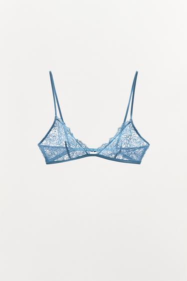 BRALETTE TRIANGLE EN DENTELLE - Bleu de Zara - Image 1