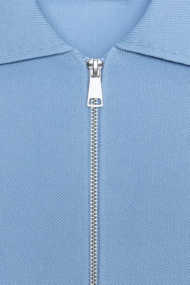 GILET EN MAILLE ZIPPÉ - Bleu ciel de Zara - Image 7