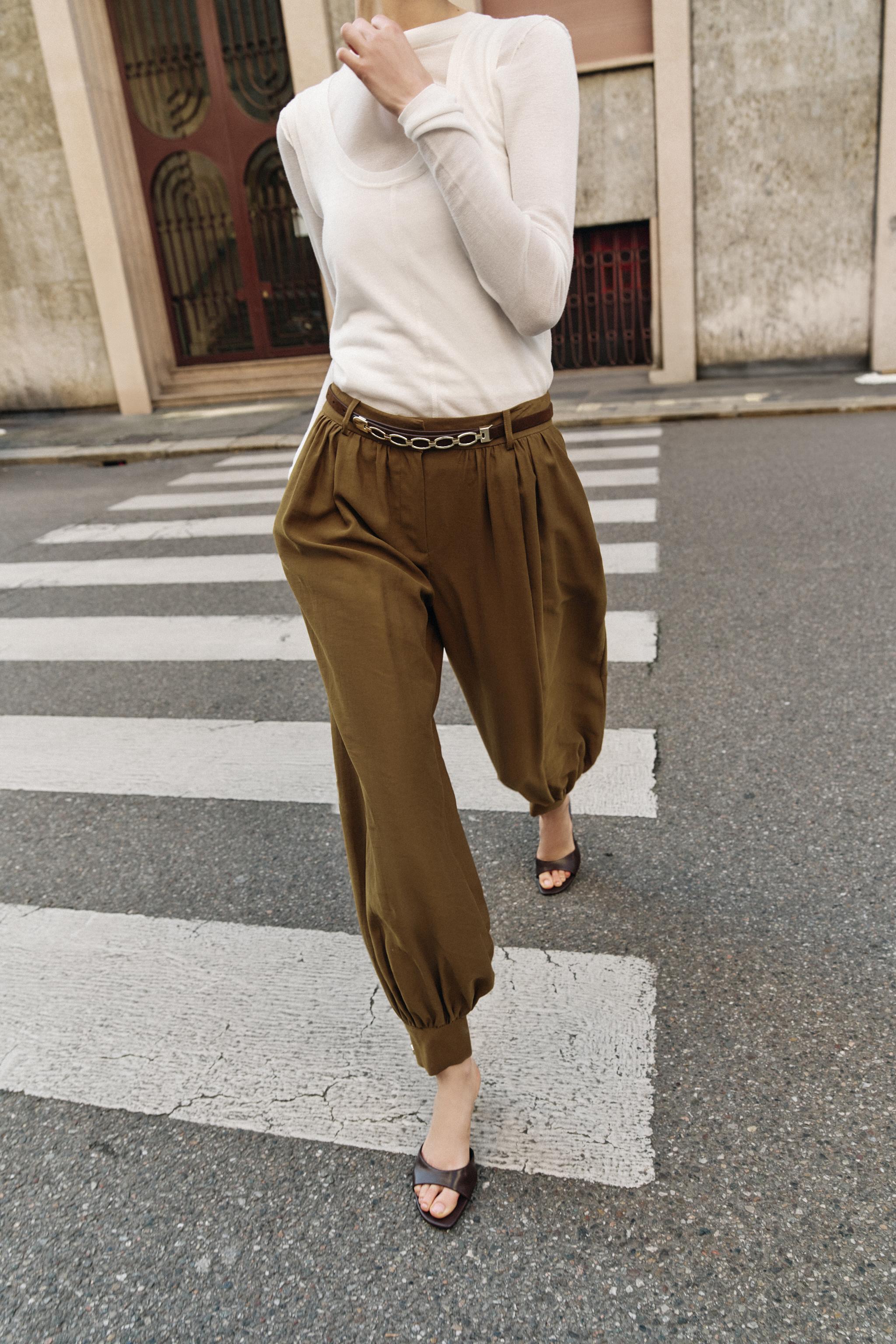 SAROUEL TROUSERS WITH CHAIN BELT - Olive green | ZARA South Africa