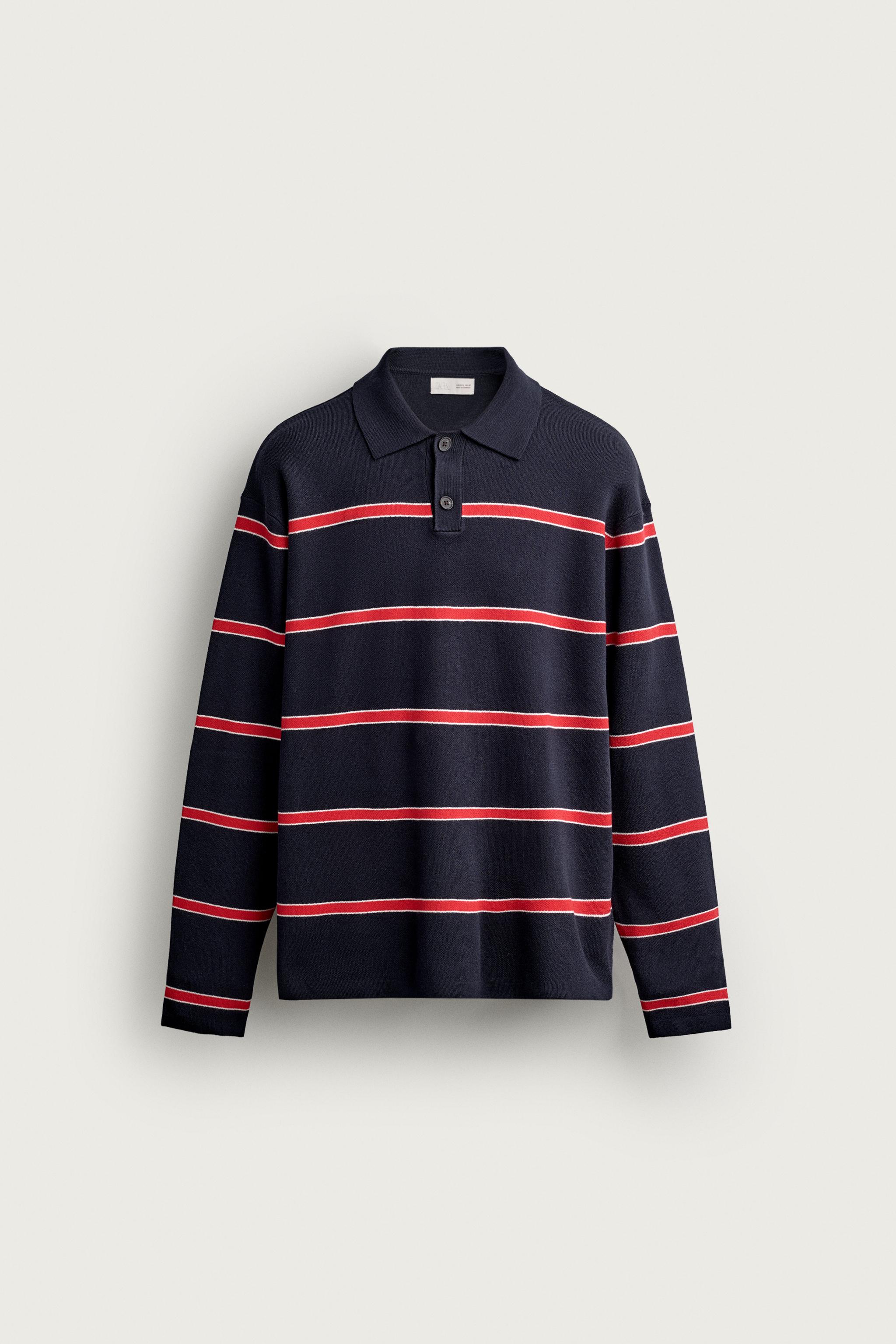 SOFT KNIT POLO SHIRT — red/navy