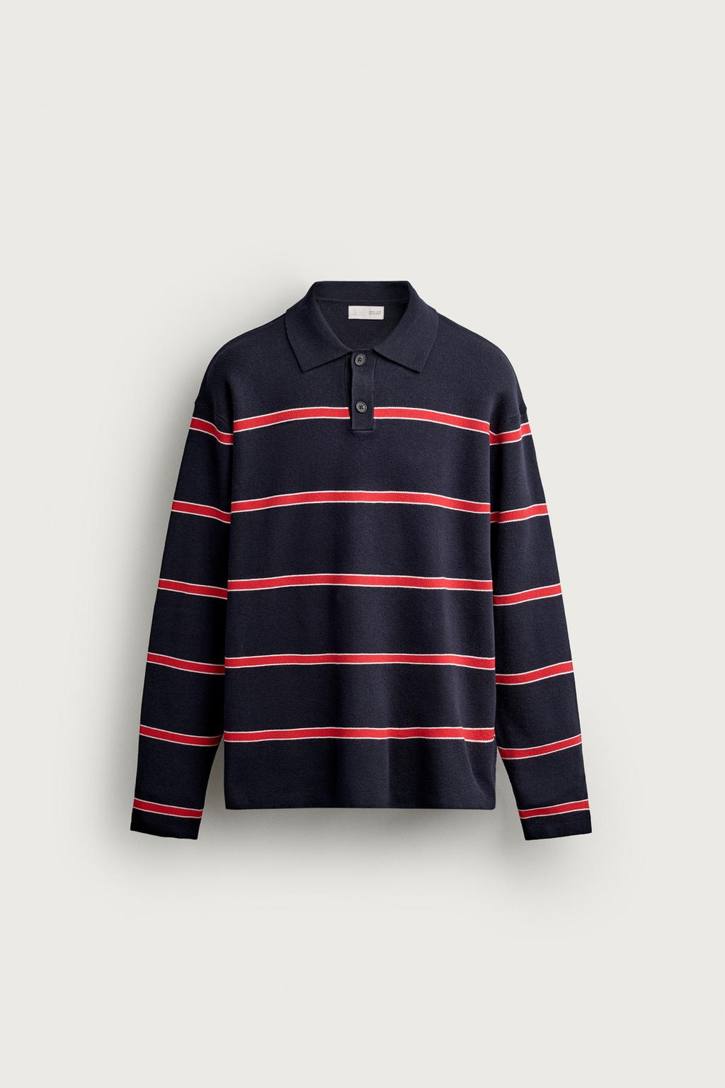 SOFT STRIPED KNIT POLO SHIRT