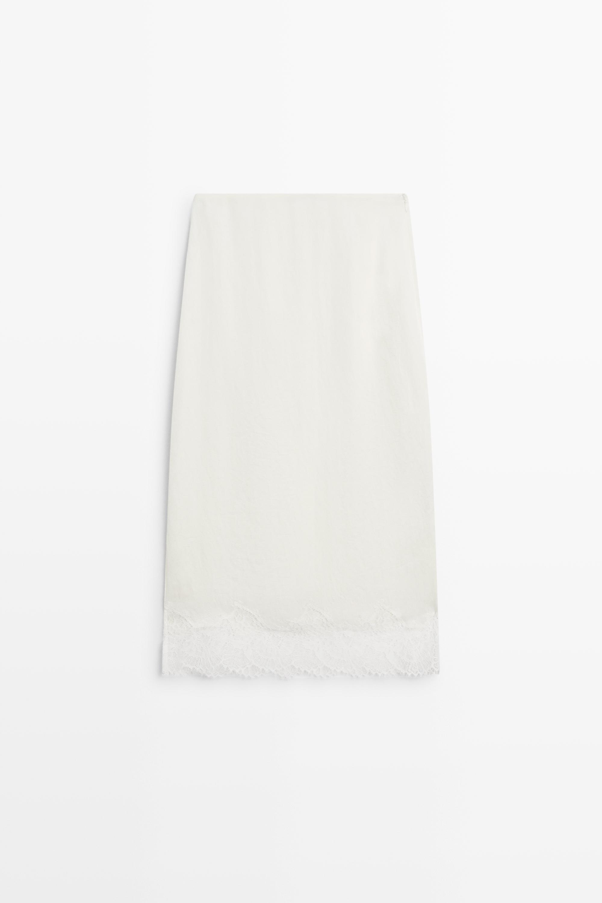 Flowing midi skirt with lace detail