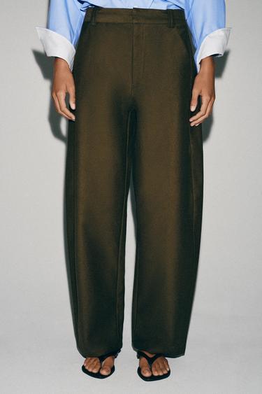 PANTALÓN BARREL - Khaki oscuro de Zara