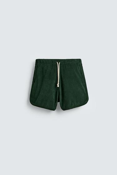Zara TOWEL SHORTS - Bottle green - Image 0