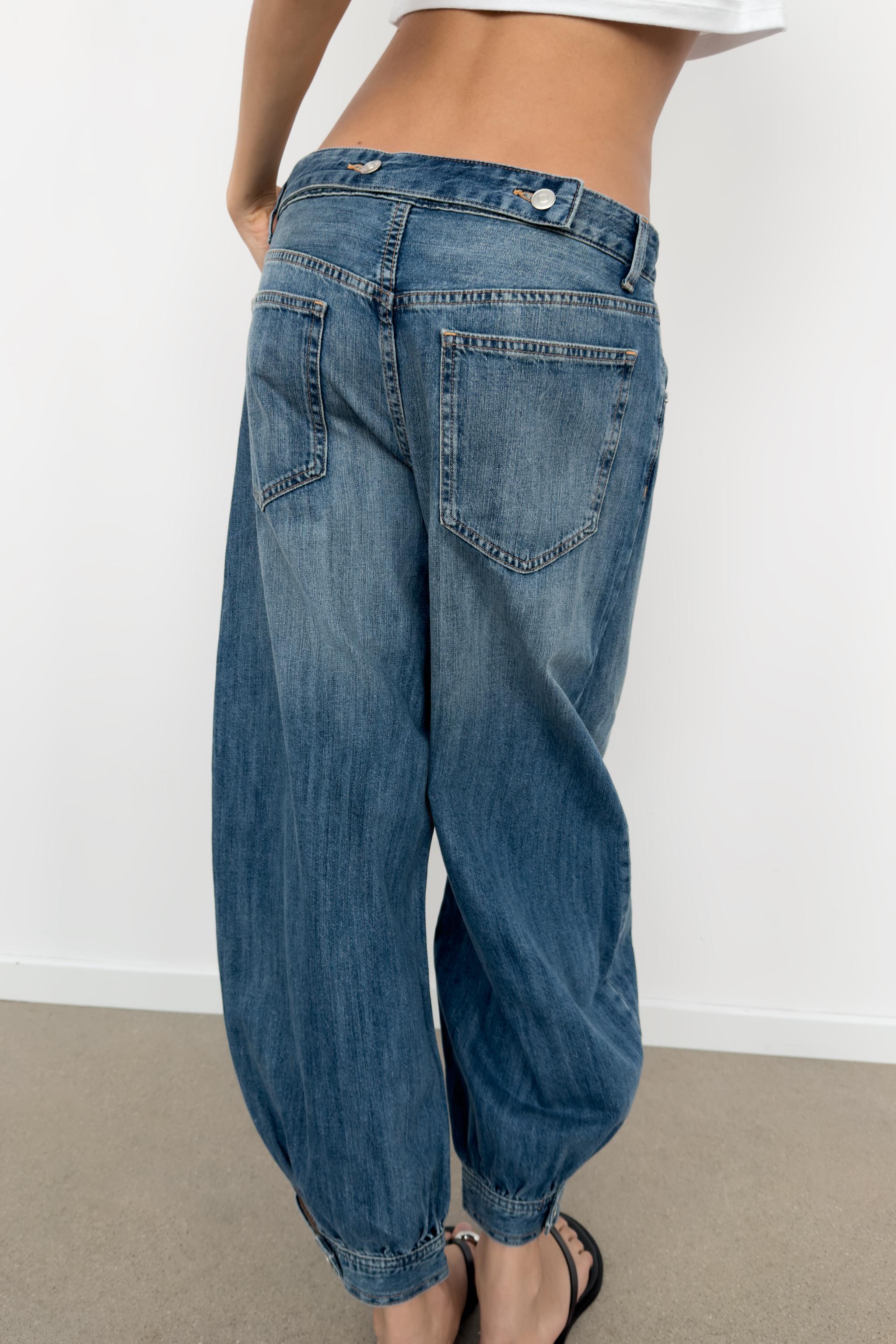 TRF MID-RISE BALLOON JEANS WITH BUTTON TABS
