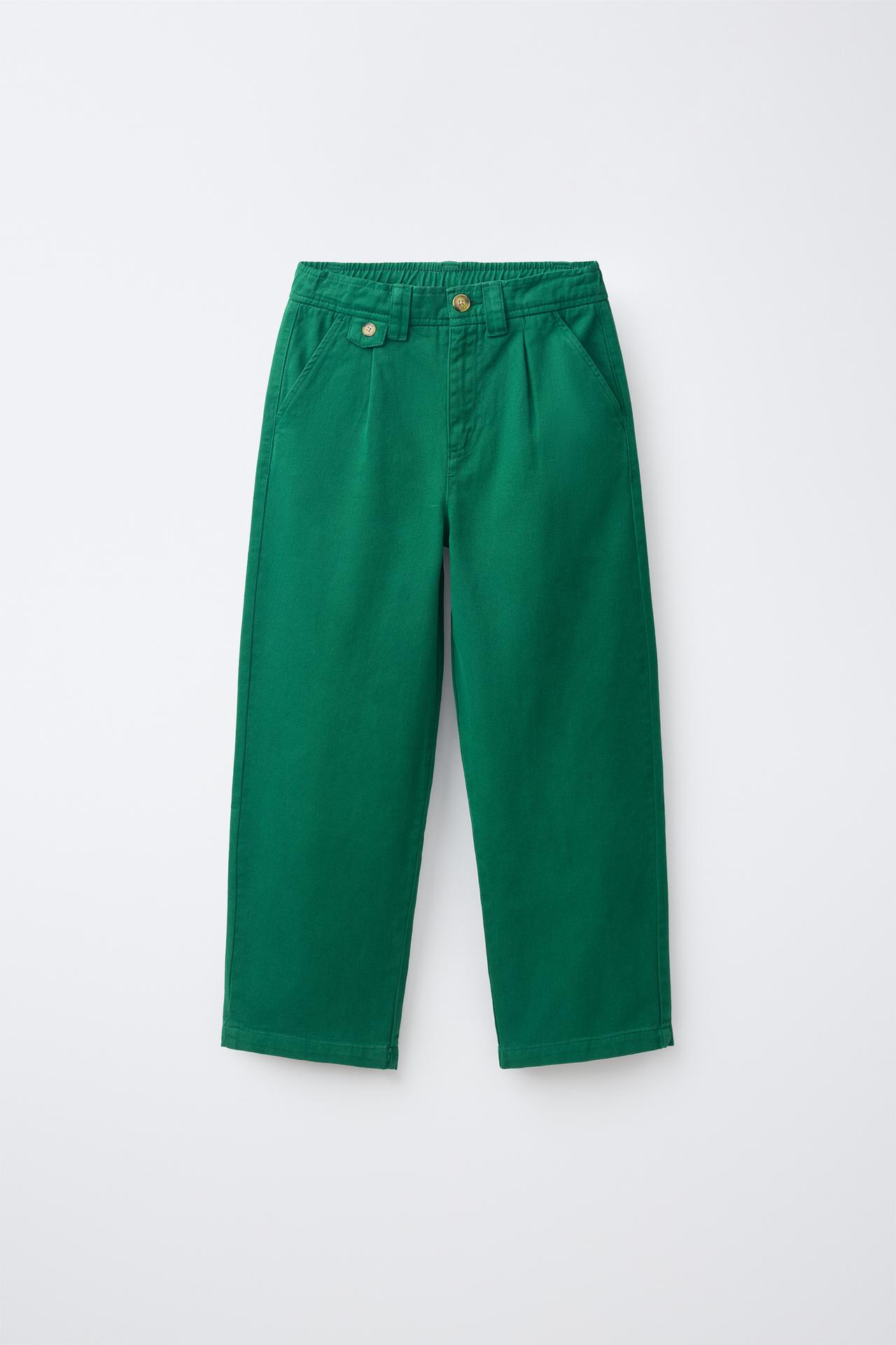 STRAIGHT-FIT TROUSERS — Green