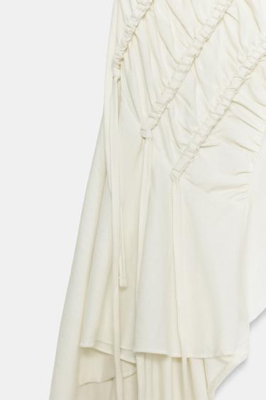 ASYMMETRIC GATHERED TOP - Oyster-white by Zara - Image 7