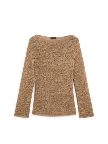 Zara Cotton blend knit boat neck sweater - taupe brown