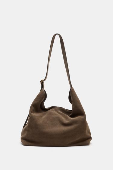 MAXI LEATHER BUCKET BAG WITH RING DETAIL - Brown by Zara - Image 3