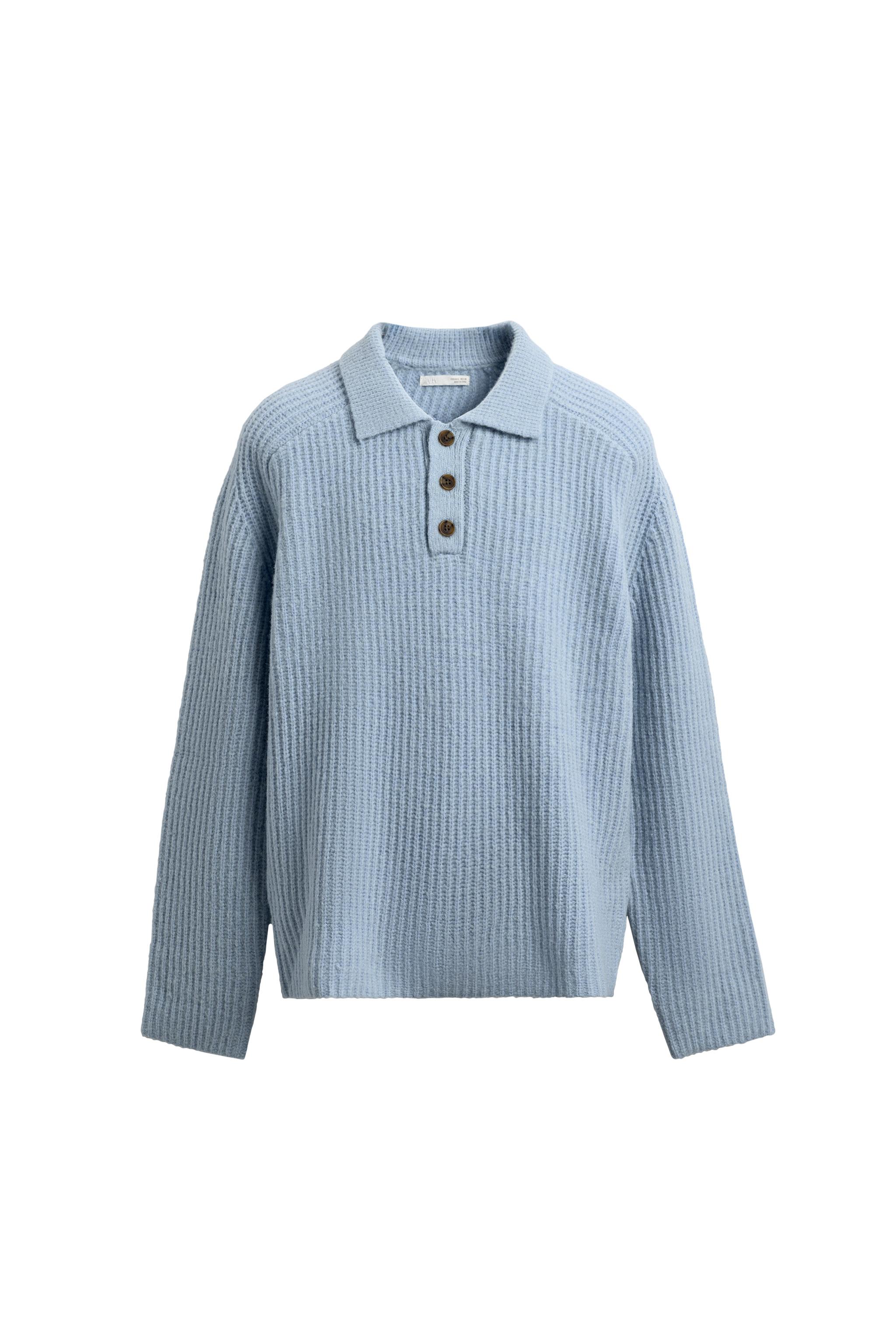 PEARL KNIT WOOL BLEND POLO SHIRT - Sky blue | ZARA United States