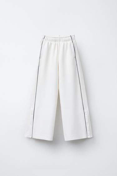 Zara WIDE LEG QUALITY MODAL PANTS - Ecru