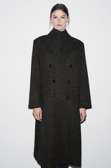 ПАЛЬТО ИЗ СМЕСОВОЙ ШЕРСТИ С РАЗРЕЗАМИ — ZW COLLECTION — КОРИЧНЕВЫЙ С МЕЛАНЖЕВЫМ ЭФФЕКТОМ от Zara