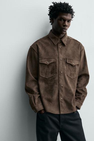 SURCHEMISE REGULAR FIT EFFET DAIM - Marron de Zara - Image 4