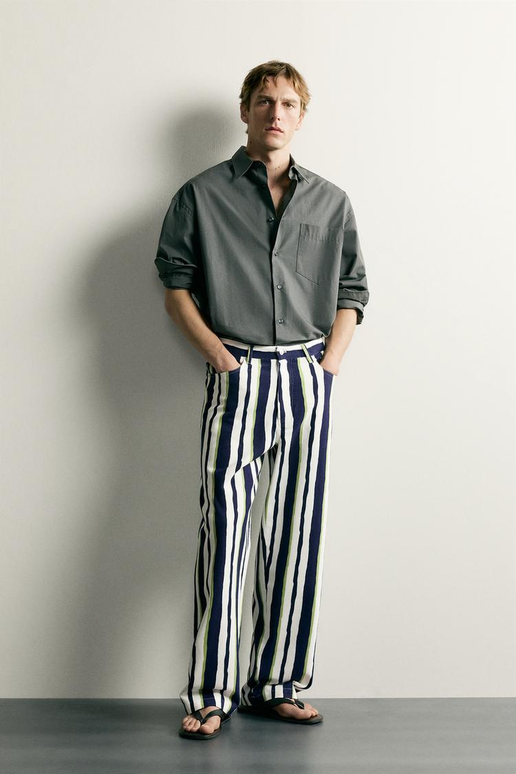 Pantalon straight fit rayas