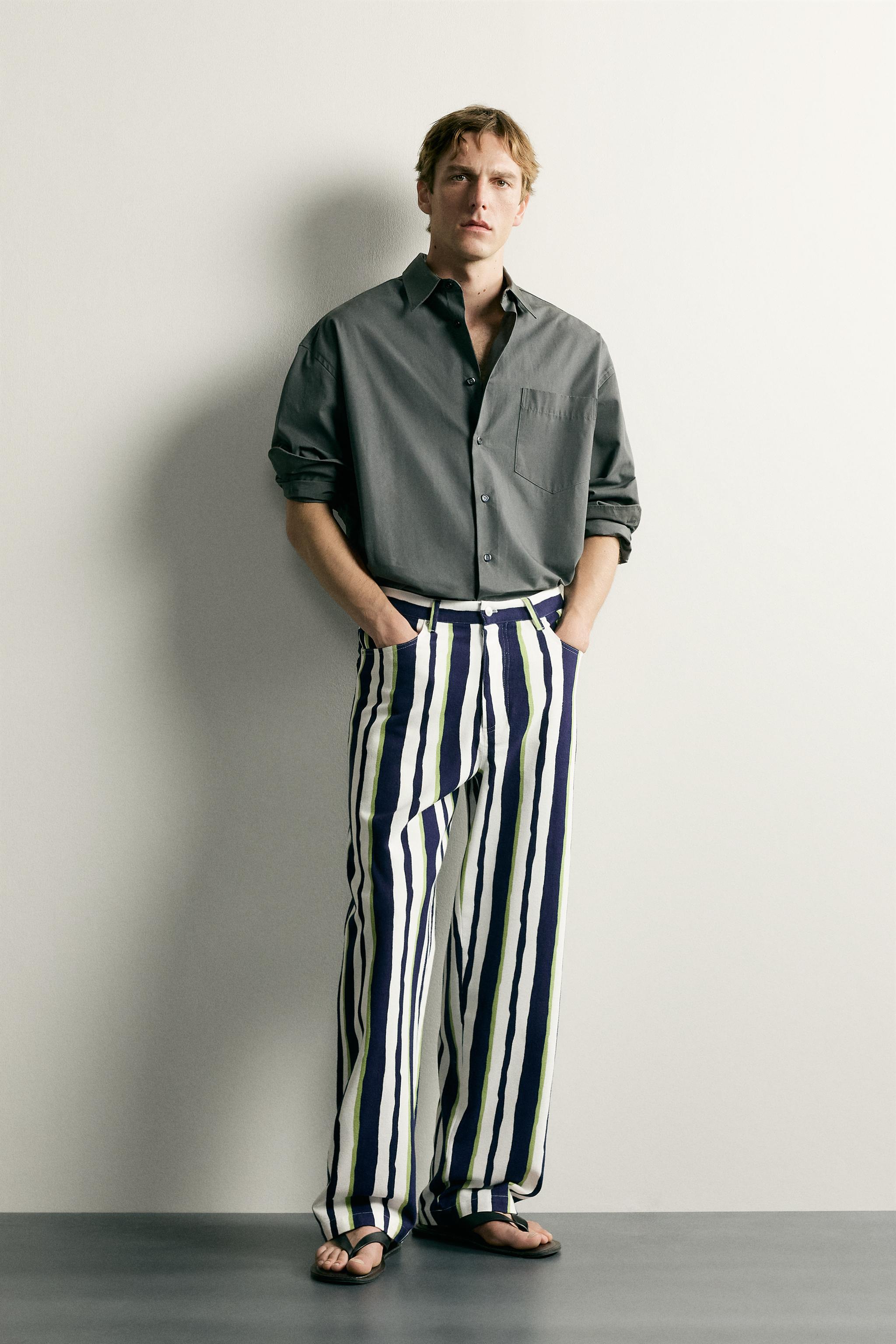 PANTALON STRAIGHT FIT À RAYURES
