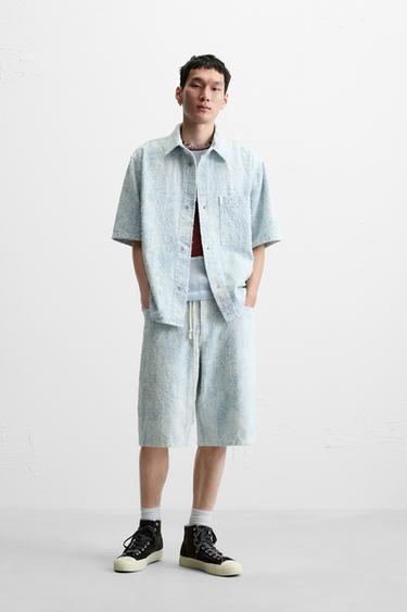 DENIM SHIRT WITH BRUSHED FINISH - Light blue by Zara - Image 0