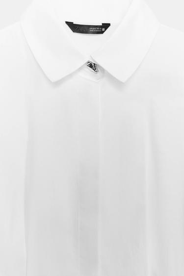 CHEMISE EN POPELINE AVEC PLIS - Blanc de Zara - Image 6