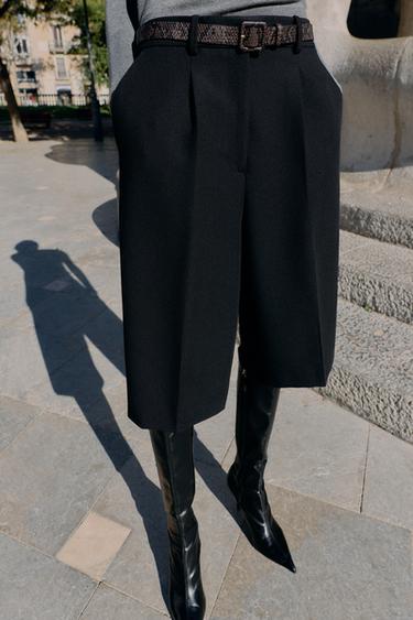 BERMUDA LARGA CINTURÓN - Negro de Zara