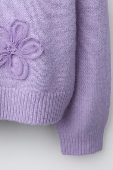 PULL EN MAILLE FLEURS TULLE - Lilas de Zara - Image 3