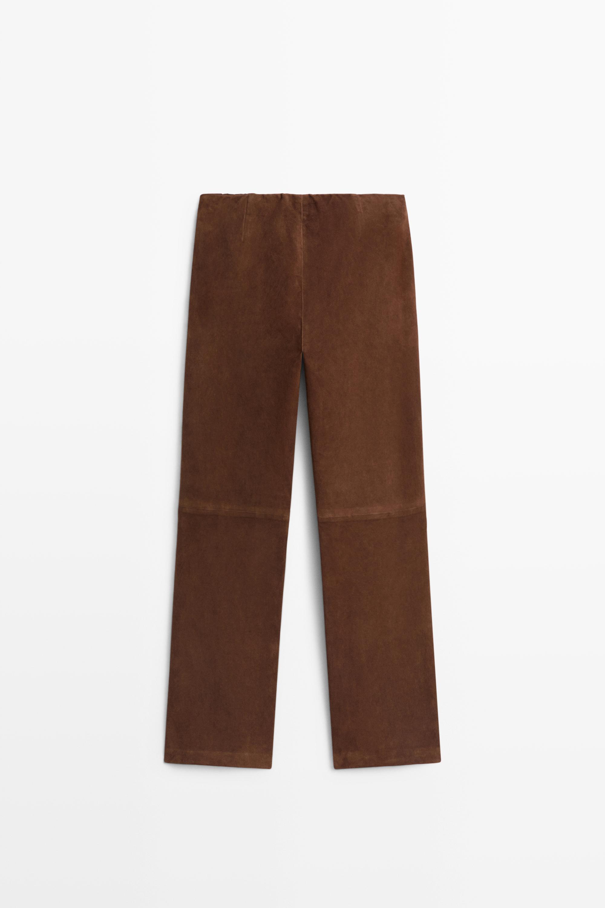 Pantalon legging flare en daim