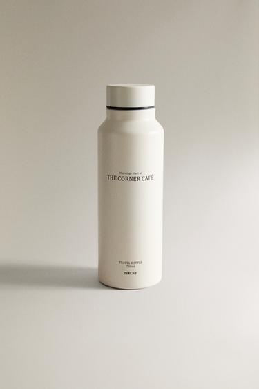 STAINLESS STEEL "THE CORNER CAFÉ" BOTTLE - Brown by Zara - Image 0