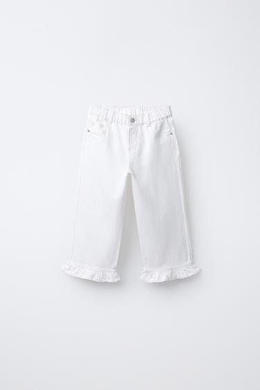 JUPE-CULOTTE EN JEAN À VOLANTS - Blanc de Zara - Image 0