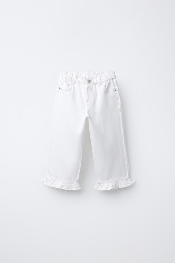 JEANS CULOTTE VOLANTES - Blanco de Zara - Imagen 0