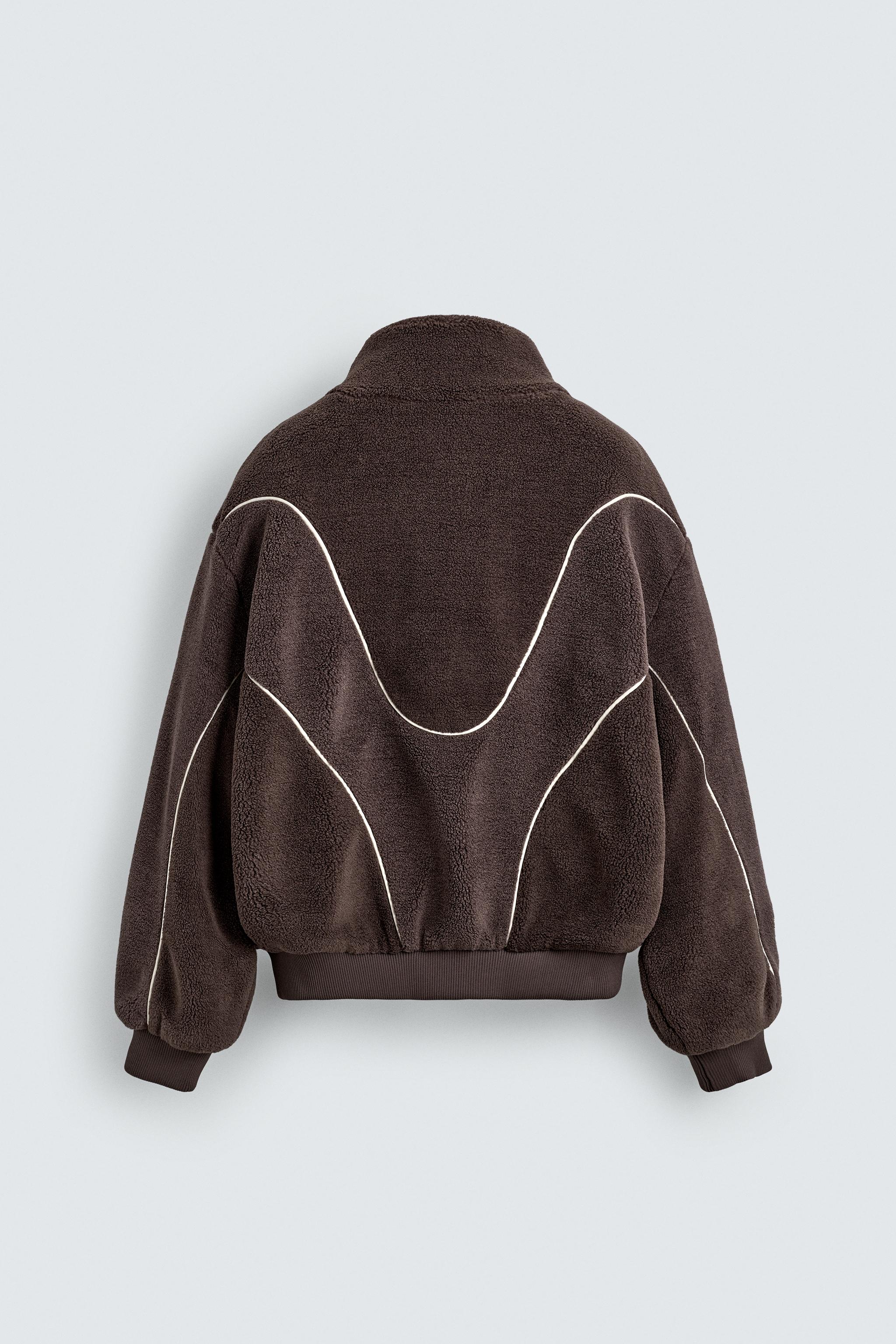 コントラストフェイクシープスキンジャケット コントラストフェイクシープスキンジャケット - ブラウン | ZARA